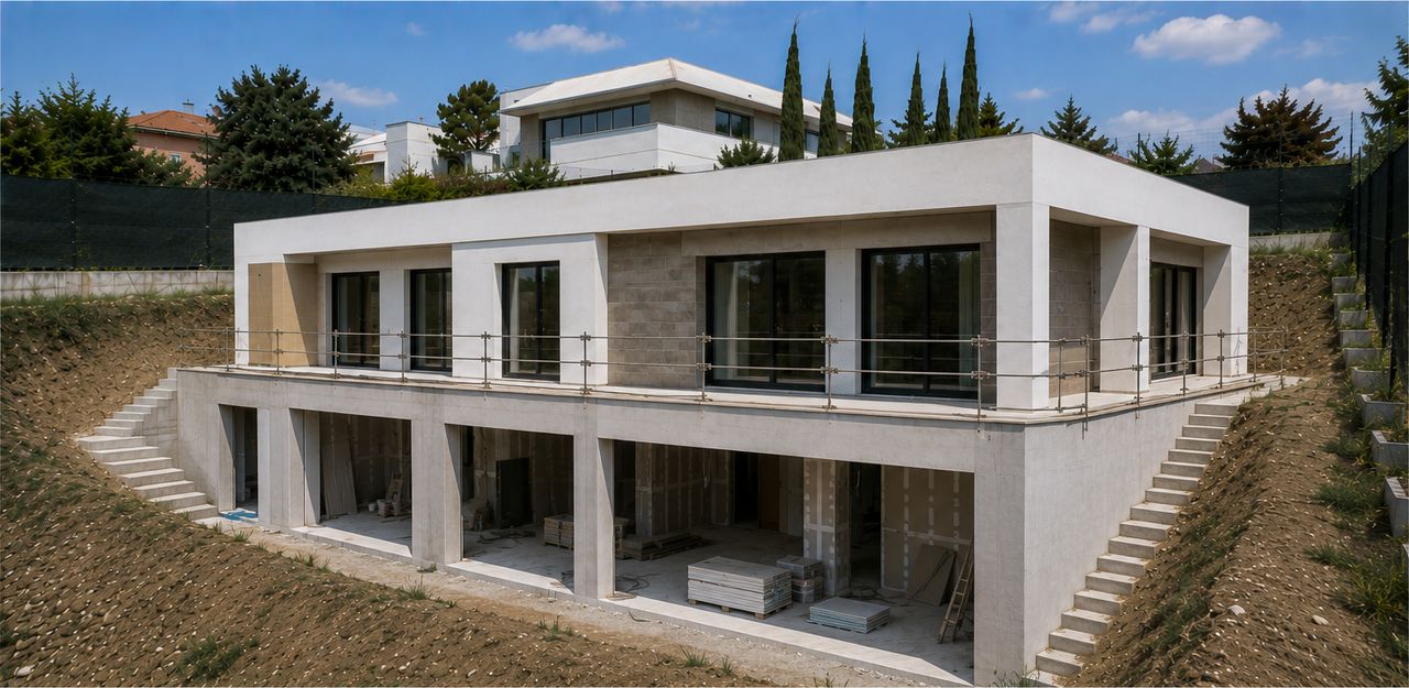 Fachada en ejecución en Proyecto de construcción